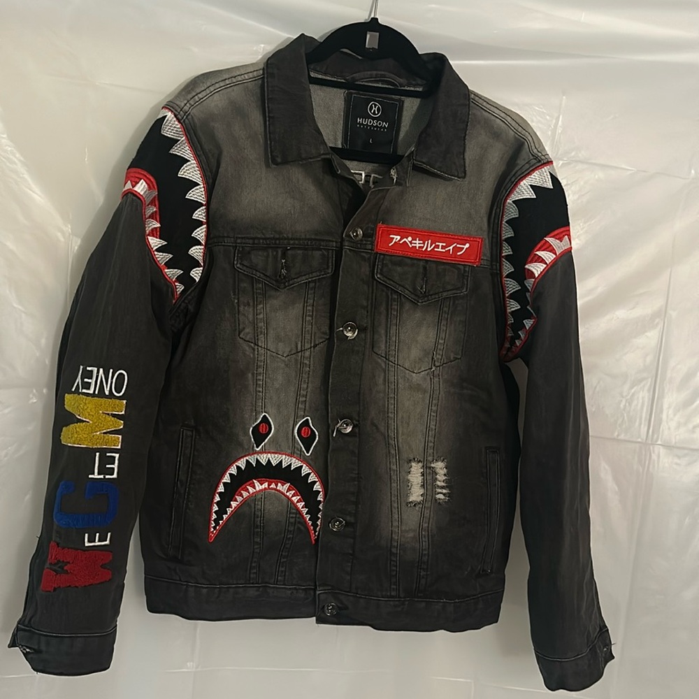 Hudson Jacket Denim Outerwear Ape Kill Ape Embroided Patches Distressed